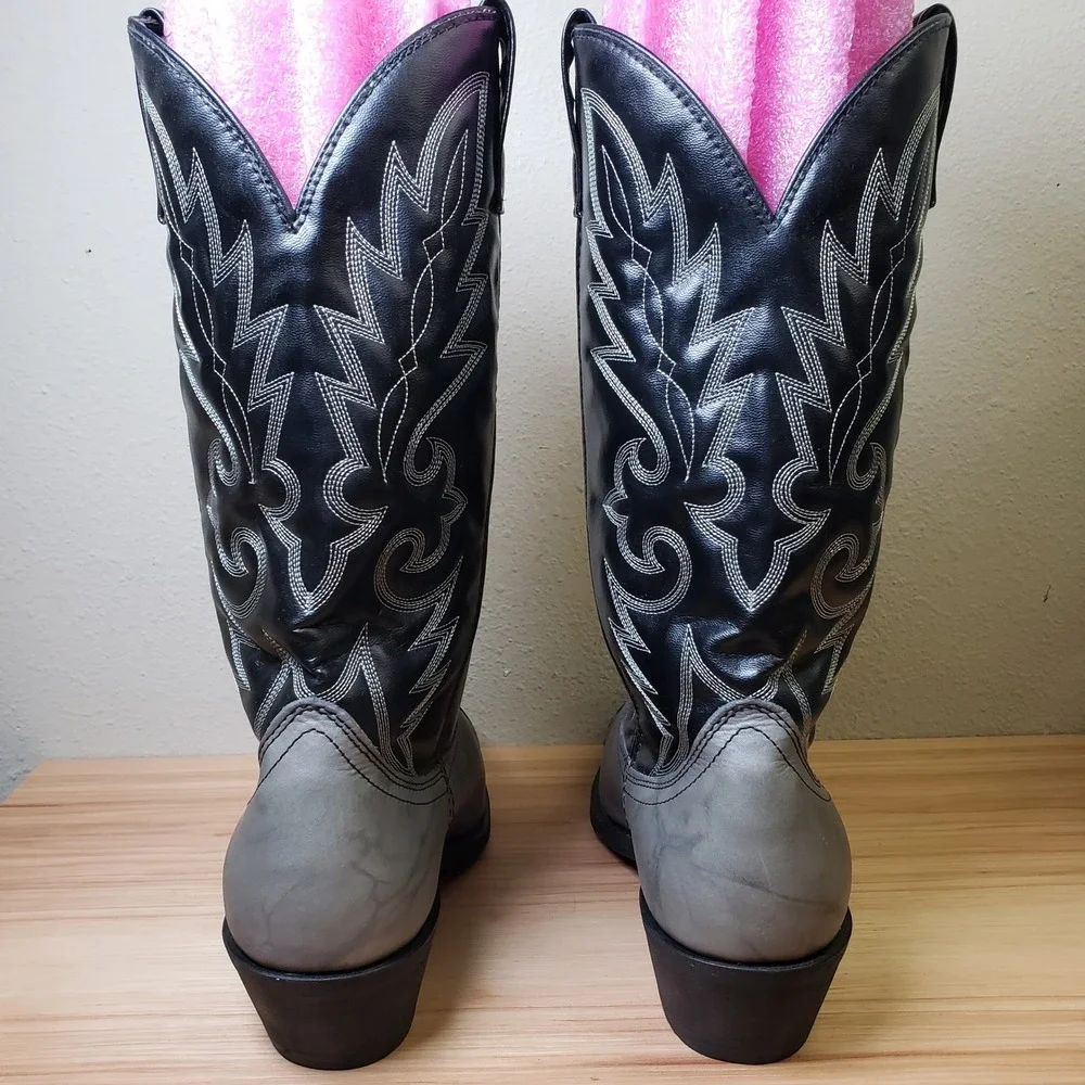 Laredo Men's Size 10.5 Extra Wide Flagstaff Western Boots Black Gray Cowboy